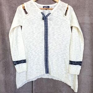 Freshman 1996 Girl Open Knit Cut Out Tassel Lightweight Sweater Sz XL(16) Tribal